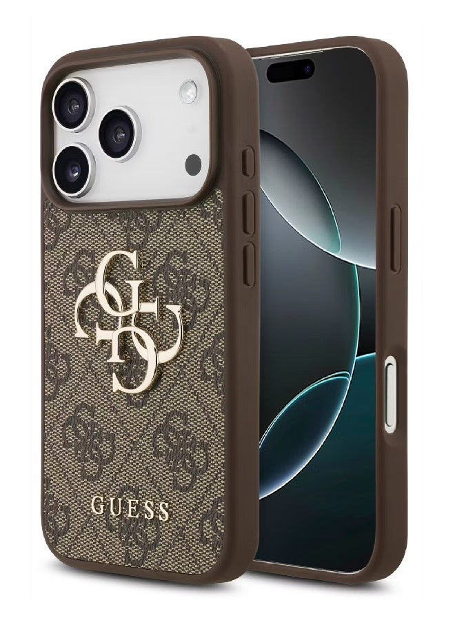 Guess PU Leather Case with Big 4G & Classic Logo for iPhone 17 Pro Max - Brown - Image 1